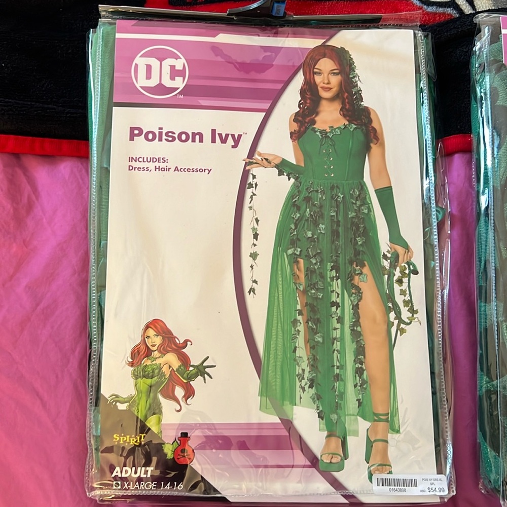 POISON IVY HALLOWEEN COSTUME** NEVER WORN ** CAPE AND DRESS SOLD TOGETHER